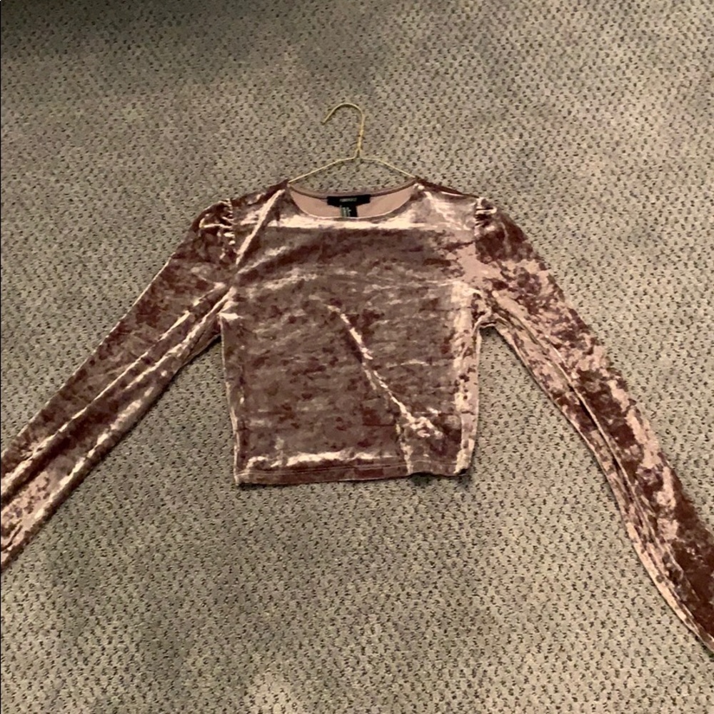 Velvet mocha long sleeve crop top